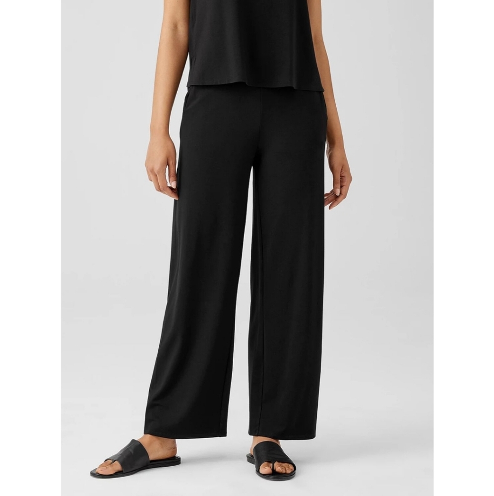 Eileen Fisher Washable Stretch Crepe Straight Black  Pants Size M